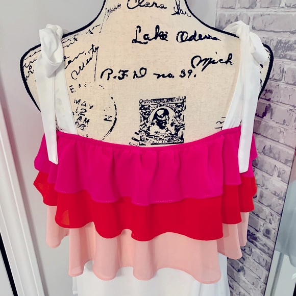 VICI Collection Lovie Ruffle Cold Shoulder Tie Top - Picture 6 of 8